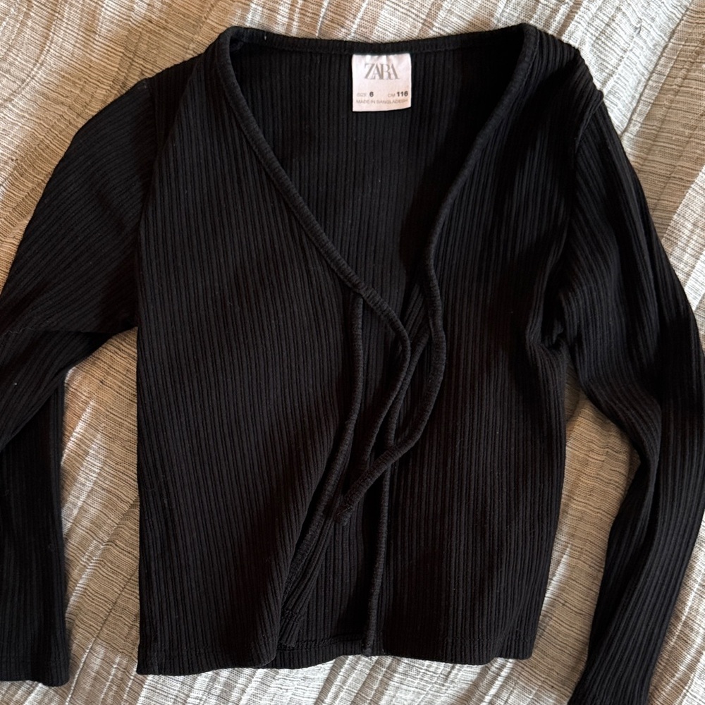 Zara Black Ribbed Knit Top